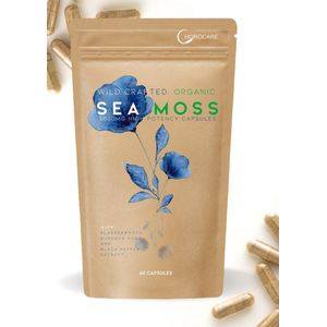Wild crafted Sea moss caps- Iers Mos superfood - Zeewier - Bladderwrack - Burdock root - Dr. Sebi seamoss - Mineralen - Vitaminen - 60 Caps