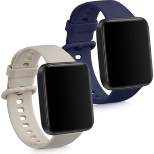 kwmobile 2x Horlogebandjes Geschikt Voor Xiaomi Redmi Watch 2 Lite - TPU - Beige/Donkerblauw