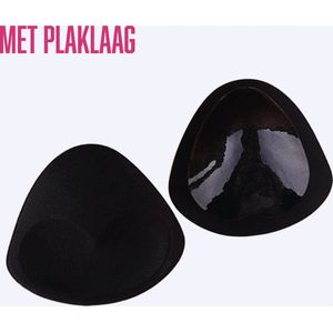 SilverAndCoco® - BH pads / Sticky bra / dames vullingen / padding vulling push up / ademend / cups wasbaar herbruikbaar - 2 stuks (1 paar) met plaklaag - Zwart