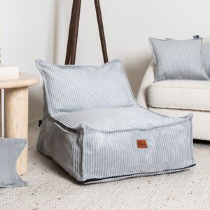 Namini Kinderzitzak | Zitzak voor Kinderen | Beanbag Stoel | Gevuld | Vloeistofafstotend | Afneembare & Uitwasbare hoes | Zijvak + Handgreep | Handgemaakt | Dubbele Ritssluiting | Grijs | 60x70xcm