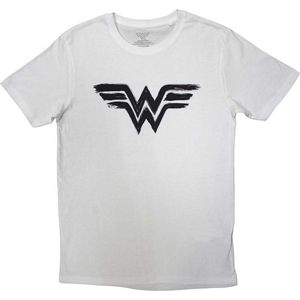 DC Comics Wonder Woman - Black Paint Logo Heren T-shirt - S - Wit