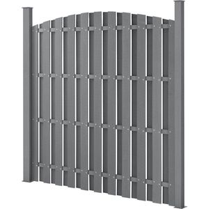 HKC schutting met palen gebogen ontwerp - grijs