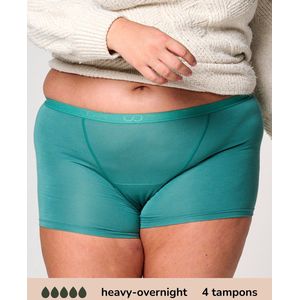 Moodies menstruatie & incontinentie ondergoed - Bamboe Boyshort - heavy/overnight kruisje - groen - maat XL - period underwear