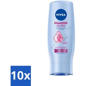 10 x NIVEA - Diamantglans Conditioner - Crèmespoeling - Voor Glans - 200 ml - Diamant Glans - Haar Verzorging - Haar Crèmespoeling - Glans Voor Haar - Haar Doorkambaarheid