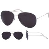 Pilotenbril wit met zwarte glazen voor volwassenen - Piloten zonnebrillen dames/heren