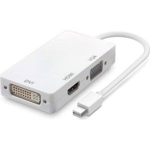 Mini DisplayPort Naar HDMI, VGA & DVI Adapter | Mini DP 3 in 1 Hub | Thunderbolt To HDMI converter |Compatible Apple Macbook | IMAC |  Plug and Play | Wit