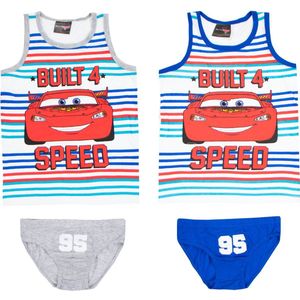 Cars ondergoedset - Topje en Broekje - Blauw - 100% Katoen - Lekker lang - Maat 128/134