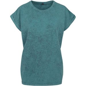 Build your Brand Ladies´ Acid Washed Extended Shoulder Tee BY053 - Teal Black - 5XL