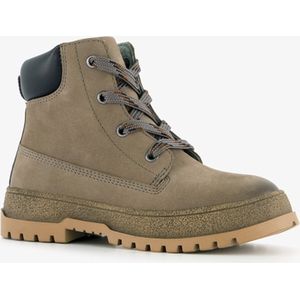 TwoDay leren jongens boots taupe - Grijs - Maat 21