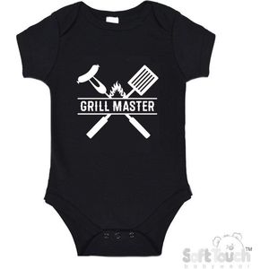 100% Katoenen Romper ""Grill Master"" Unisex Katoen Zwart/wit 62/68