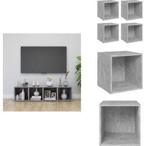 vidaXL Tv-kast - Tv-kasten - Televisiekast - Televisiekasten - Tv-meubelen 4 st 37x35x37 cm bewerkt hout betongrijs