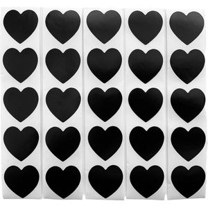 25 x Sluitsticker Hart Zwart - 2,5 cm / 25 mm. - 25 x Sticker Hart Zwart - Stickers Sluitstickers Hartje Hartjes - Satijnglans