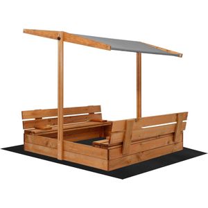 Muntel® Zandbak - Met Deksel - Met Bank - Inclusief Gronddoek - Met Dak - Geïmpregneerd - 120 x 120 CM