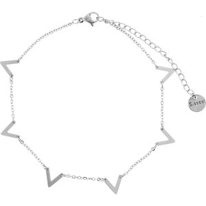 Behave Minimalistisch enkelbandje met v hangers stainless steel (staal) zilver kleur