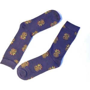 Hipperboo® 3 Paar Bamboe Sokken | Maat 36-41 | Dames sokken | Paars | Ananas Sokken