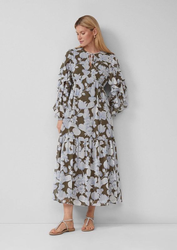 s.Oliver - Maxi-jurk - Chiffon - All-over print - Romantische ruches