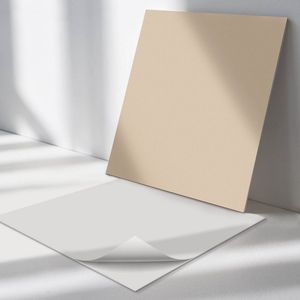 Wallfluent Vinyl Wandpaneel - Kleur beige Wandpaneel PVC - 50 cm x 50 cm - Beige Vinyl Wandpaneel - Set van 4 - Vierkant Wandbekleding Vinyl - Patroon Wandpaneel - Zelfklevend Wandpaneel - Wandpaneel Keuken en Badkamer