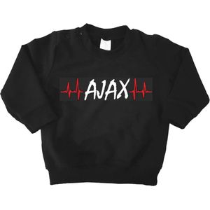 Mooie Baby Trui Sweater ""Hartslag AJAX"" Amsterdam Zwart/rood/wit/rood Met Lange Mouwen Warm Maat 62 Unisex