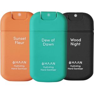 HAAN Hydrating Hand Sanitizer - Handspray - Desinfecterend - 30ml - 3-Pack - Navulbaar - Daily Moods Mix: Dew of Dawn, Sunset Fleur, Wood Night - 3x 30ml