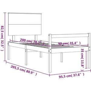 vidaXL-Seniorenbed-met-hoofdbord-massief-hout-wit-90x200-cm