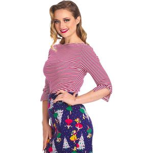 Banned - Merry Xmas Stripe Top - 2XL - Wit/Groen