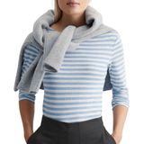 Marc O'Polo Damesshirt met lange mouwen van biologisch katoen, gestreept, Multi/Fresh Sky, XXS