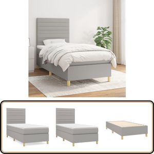 vidaXL Boxspring met Matras - Lichtgrijs - 80x200 cm Boxspringbed - Boxspring - Slaapkamerinrichting - Tweepersoonsbed - Grijs Bed