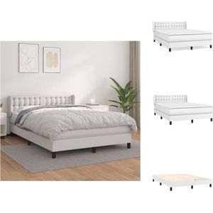 vidaXL Boxspringbed - Comfort - Bed - 193 x 147 x 78/88 cm - Kunstleer - hoofdbord - pocketvering matras - middelharde ondersteuning - huidvriendelijk topmatras - Bed