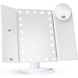 Fritzline® make up spiegel met led verlichting - hollywood - scheerspiegel - 1x 2x 3x en 10x vergroting - vanity - dimbaar - beauty - licht - bright - makeup - make-upspiegel