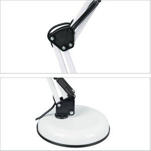 Relaxdays bureaulamp retro - wit - verstelbare tafellamp - bedlamp - nachtkastlamp E27
