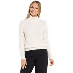 Warme geribde en gedraaide trui met hoge hals