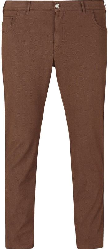 Charles Colby - Broek - Bruin - Effen - Vijf-zak - 99% Katoen