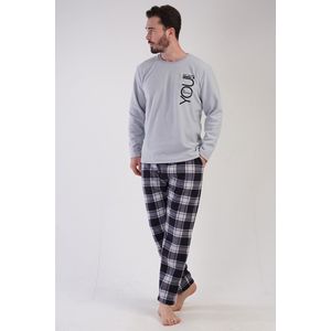 Vienetta - Heren Fleece Pyjama Set, Lange Mouwen, Lichtblauw - XL