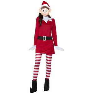 Smiffy's - Kerst & Oud & Nieuw Kostuum - Rebelse Kerst Elfie - Vrouw - Rood - Medium - Kerst - Verkleedkleding