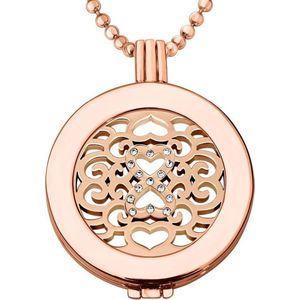 Quiges - Munthouder met Ketting en Munt 33mm Zirkonia Infinity - Rosegoudkleurig - ERHS920