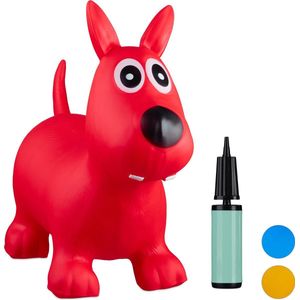 Relaxdays Skippy Dier Hond - Skippybal Kinderen - Tot 50 Kg - Springdier - Versch. Kleuren - Rood