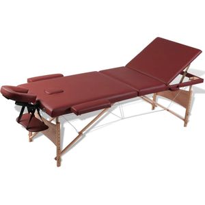 vidaXL-Inklapbare-massagetafel-3-zones-met-houten-frame-(Rood)