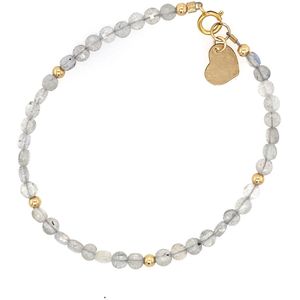 Pat's Jewels Armband - Armband Dames - Kralen Armband - Edelsteen - Labradoriet - Grijs - Goud