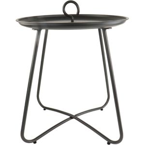 Orange85 Bijzettafel - Rond - Salontafel - Tuintafel - Buiten - Tuin - Antraciet met Haak - 40x40x46 cm - Metaal - Outdoor