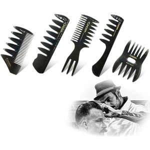 TRANKIELO® - Professionele Styling Kammen Set – 5 stuks – Multifunctioneel – Salonkwaliteit – Zwart