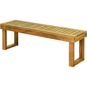 Acacia houten patio tuinbank, buiten eetkamer bank met latten zitting voor eetkamer tuin, zonder rugleuning parkbank, 132 x 34 x 43,5 cm