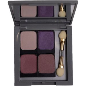 Oogschaduw palette - eyeschadow colors - John v G - Parfum vrij - violet vista - paarse en aarde tinten - 4 kleuren incl stevig doosje met spiegel en applicator - 3 shiny kleuren en 1 matte tint cadeau moeder - kerst gift present