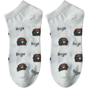 Clayre & Eef Grappige Sokken one size Wit Polyester Hamburgers