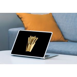 Laptop sticker - 10.1 inch - Friet - Goud - Chrome - Eten - 25x18cm - Laptopstickers - Laptop skin - Cover