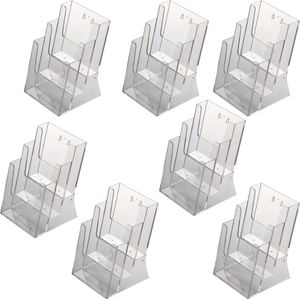 7  Pack | Folderbakje A4 formaat staand| Folderhouder | Folderdisplay | 3-vaks Tafelmodel | Helder acryl 3mm |