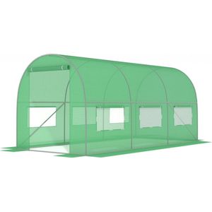 Tunnelkas - met ramen - 450x200x200 cm - groen