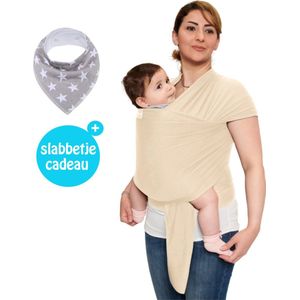 Baby Garden draagdoek beige - Ergonomisch - Original - slabbetje cadeau