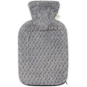 Warmwaterkruik 2 liter - Natuurlijk rubber met zacht kunstbont overtrek - Gecertificeerd en nieuw model