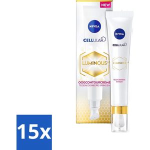 15 x NIVEA - Oogcrème - CELLular LUMINOUS630 - Tegen donkere kringen, wallen & rimpels - Voor alle huidtypen - Met Hyaluronzuur & Cafeïne - 15 ml - Oogcrème - Donkere Kringen - Wallen - Rimpels - Oogcontour