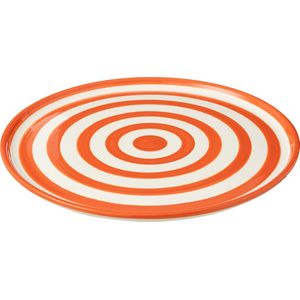 J-Line schaal Granada Stripes - keramiek - wit/oranje